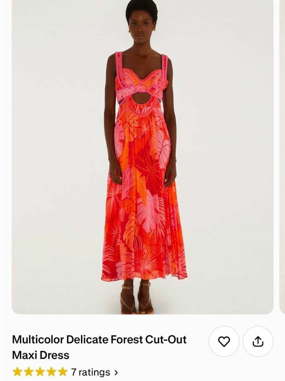 Farm Rio delicate forest cut out maxi dress